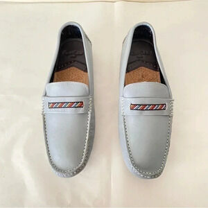 NWOB Robert Graham Grey Driving Leather Penny Loafers Size 8
